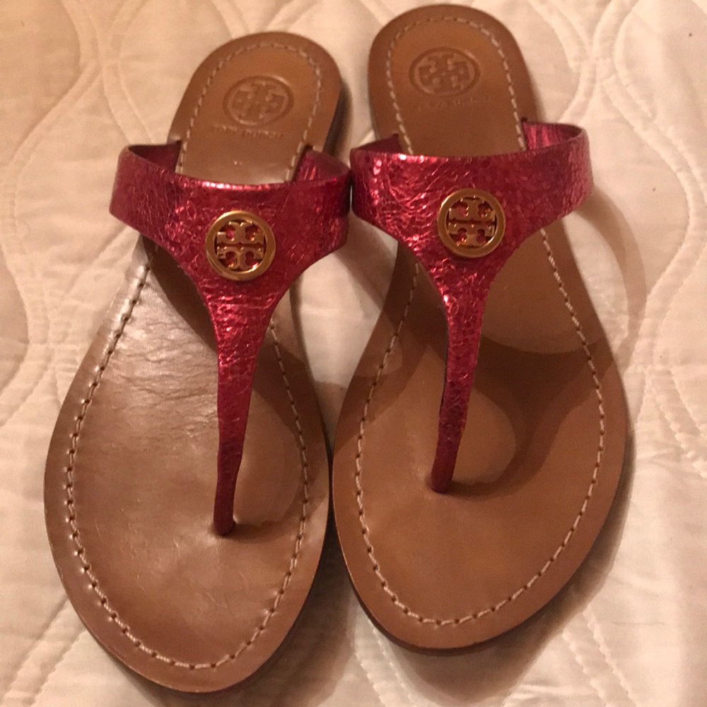 Shiny pink Tory Burch size 7